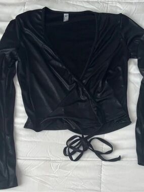 American Apparel Black Wrap Crop Top